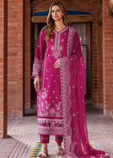 Kaavish By Farasha Eid Festive Embroidered Lawn 3 Piece Unstitched Suit FSH24KEFL D-07 ROSY SOMBER